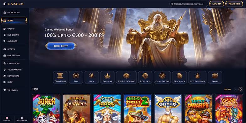 CaZeus Casino Mainpage